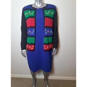 Alfred Dunner Embellished Winter Cardigan Sweater Size S Vintage